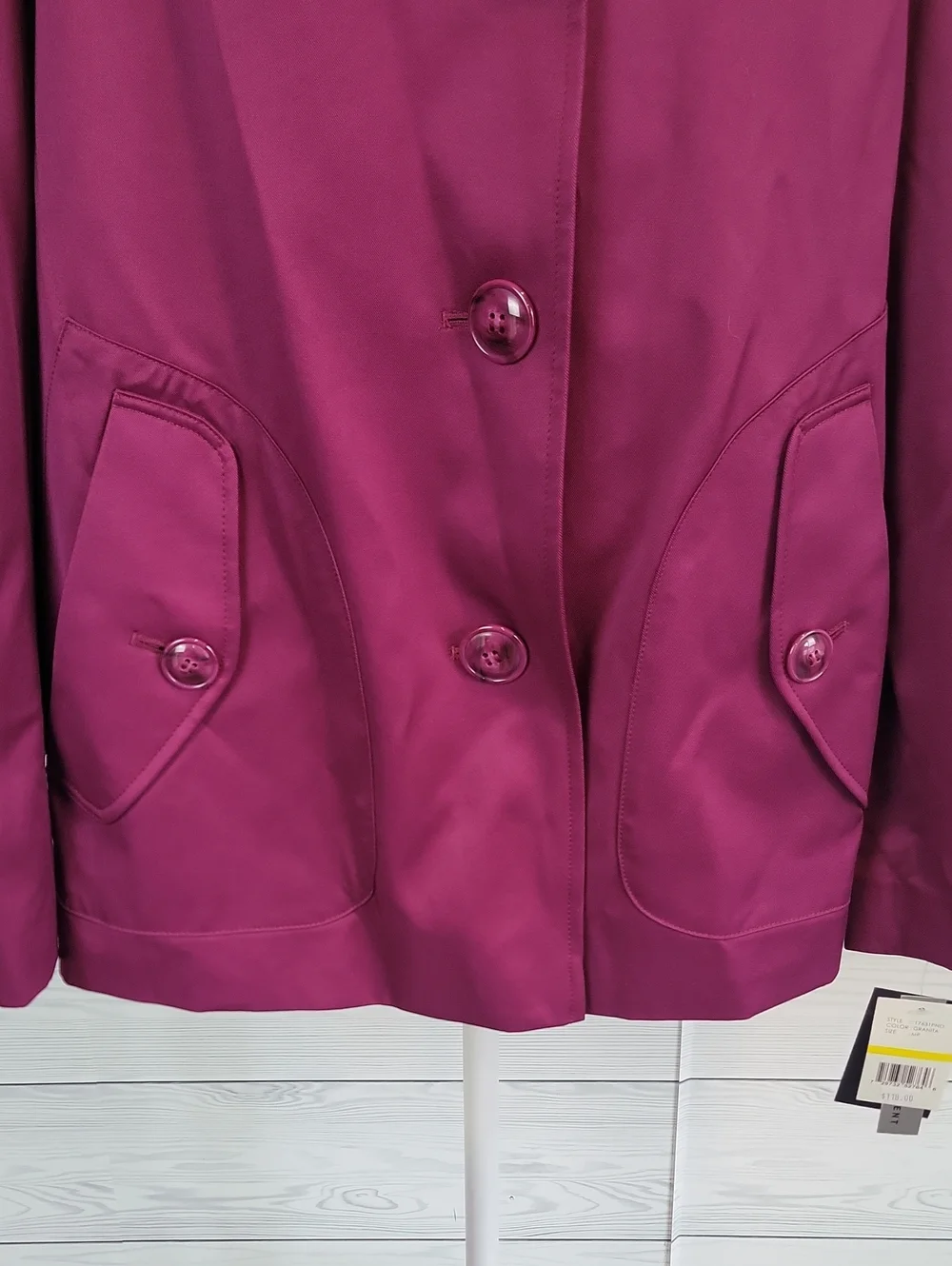 Gallery Magenta Short Overcoat Womens Size MP - NWT